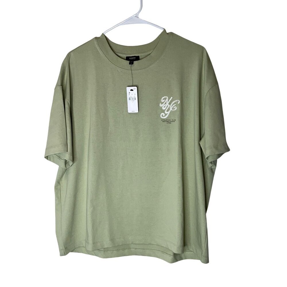 NWT Express Mens Sage Green NYG Athletic Club Graphic T-Shirt M